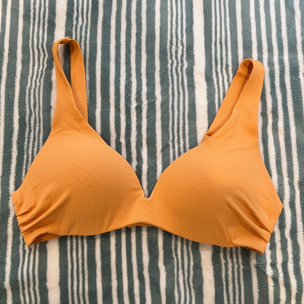 Vibrant Orange Ribbed Bikini Top